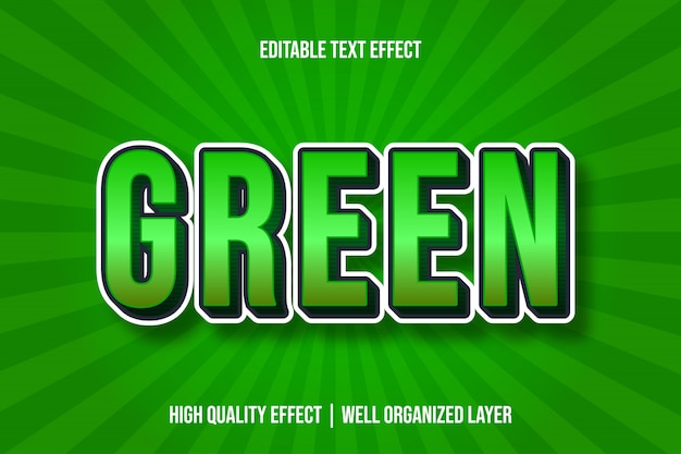 Autocollant de dessin animé vert Style de police d'effet de texte modifiable