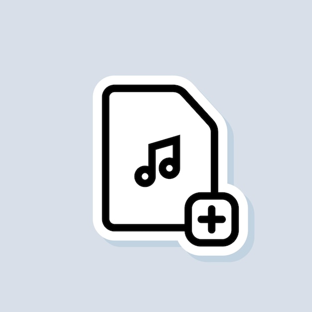 Autocollant de dossier de musique, logo, icône. Vecteur. Ajouter de la musique. Dossier de musique avec signe d'addition. Vecteur sur fond blanc isolé. EPS 10