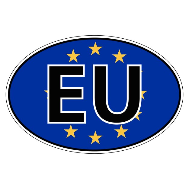 Vecteur autocollant sur le drapeau de la voiture union européenne europa