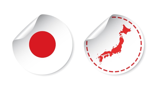 Autocollant Du Japon Avec Drapeau Et Carte étiquette Ronde Avec Pays Illustration Vectorielle Sur Fond Blanc