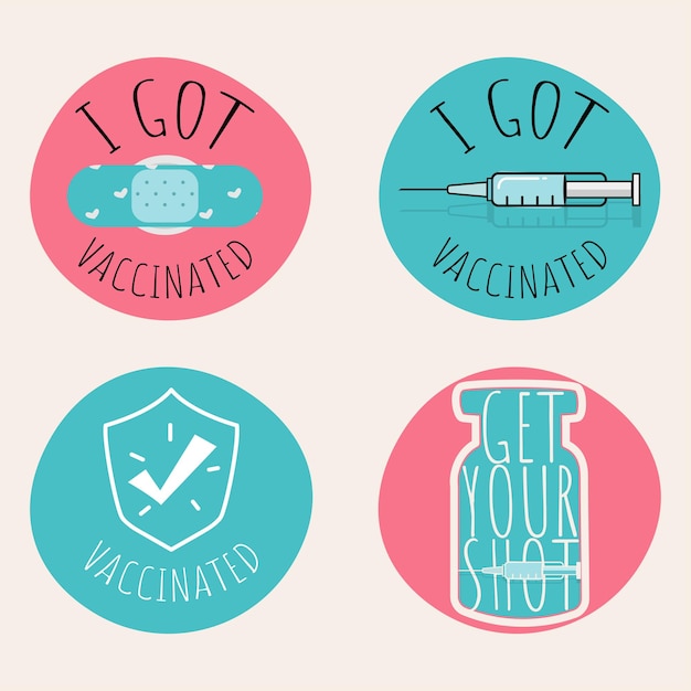 Autocollant D'étiquette De Badges De Campagne De Vaccination Dessinés à La Main