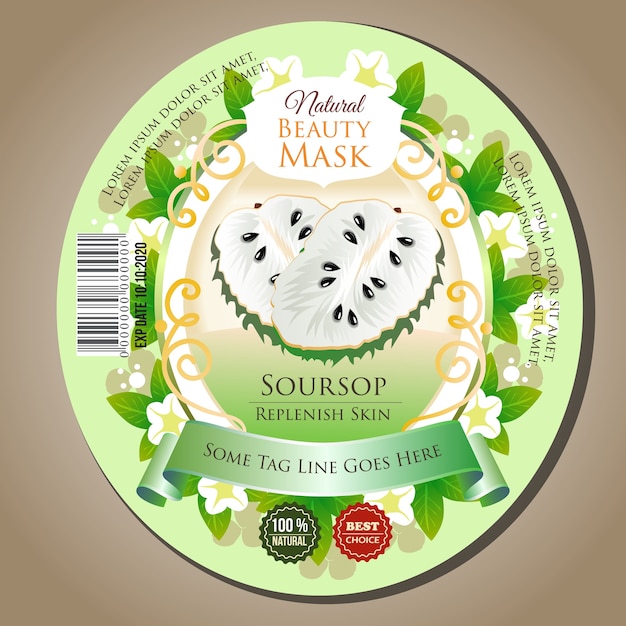 autocollant d'étiquette de corossol de masque de beauté