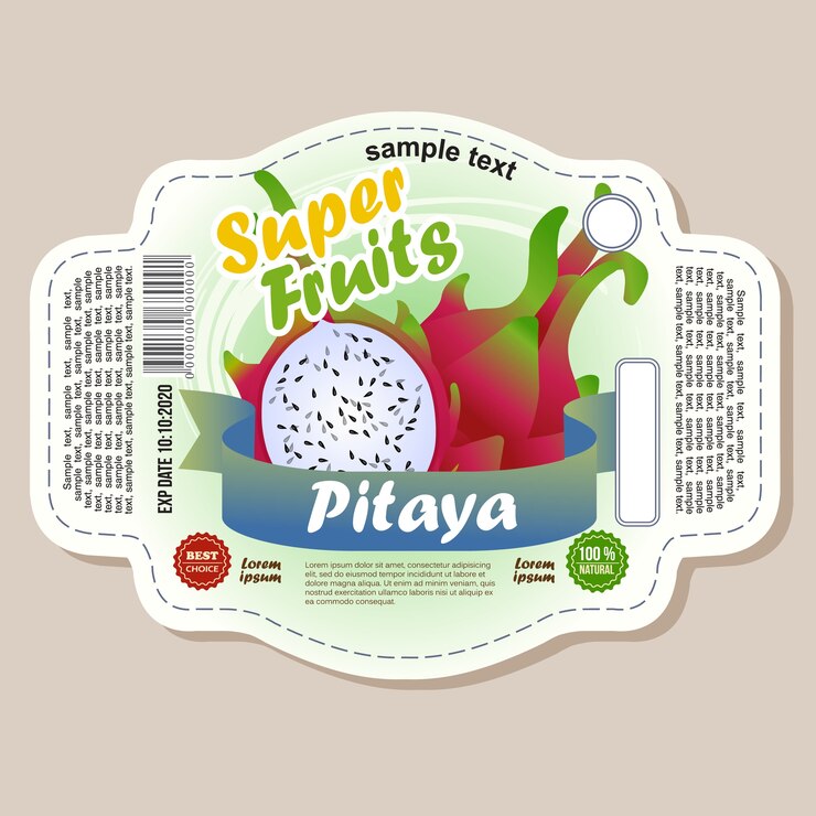 autocollant d&#39;étiquette de fruit de dragon ou de pitaya