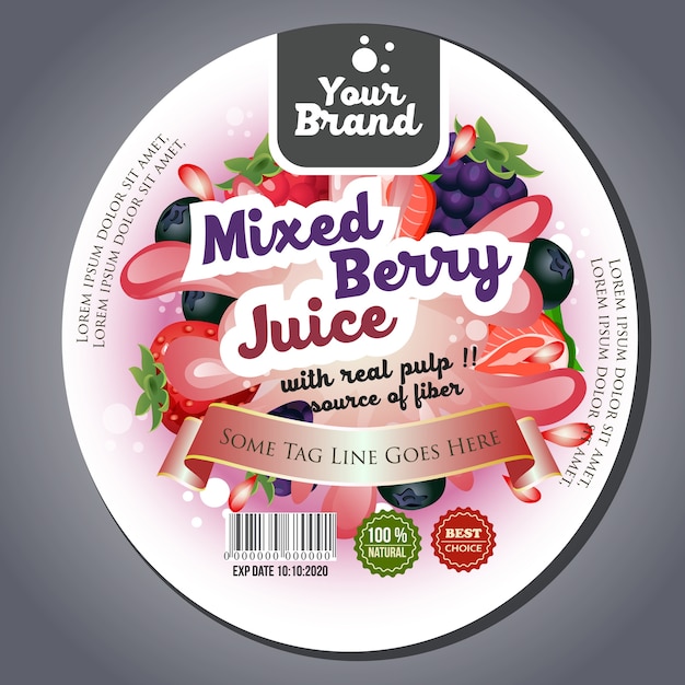 autocollant d&#39;étiquette de jus de baies mélangées