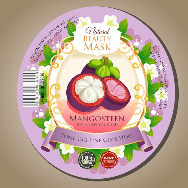 autocollant d'étiquette de masque de beauté mangoustan