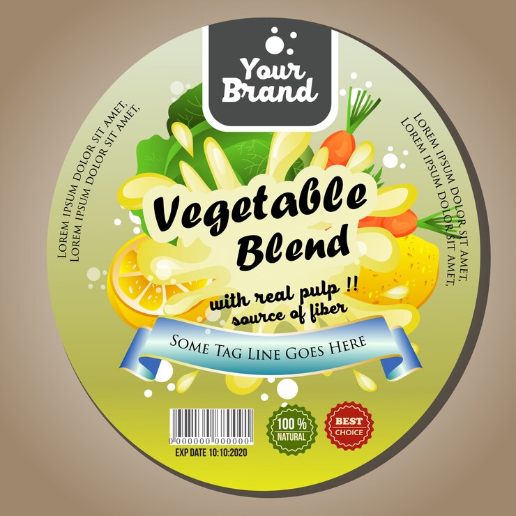 Autocollant d'étiquette mixte de légumes
