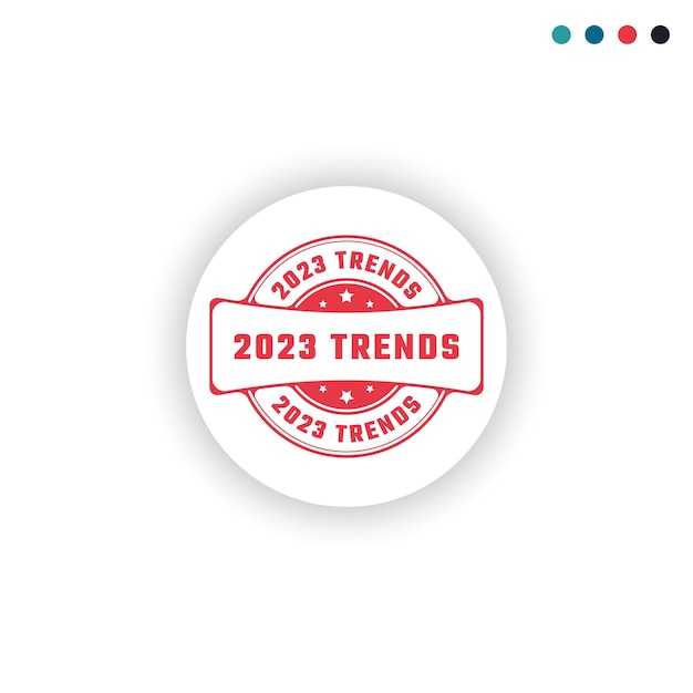 Vecteur autocollant ou étiquette ronde tendances 2023 sur fond blanc