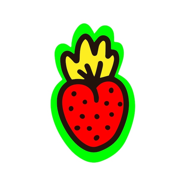 Autocollant fraise sur fond blanc Illustration vectorielle Illustration vectorielle