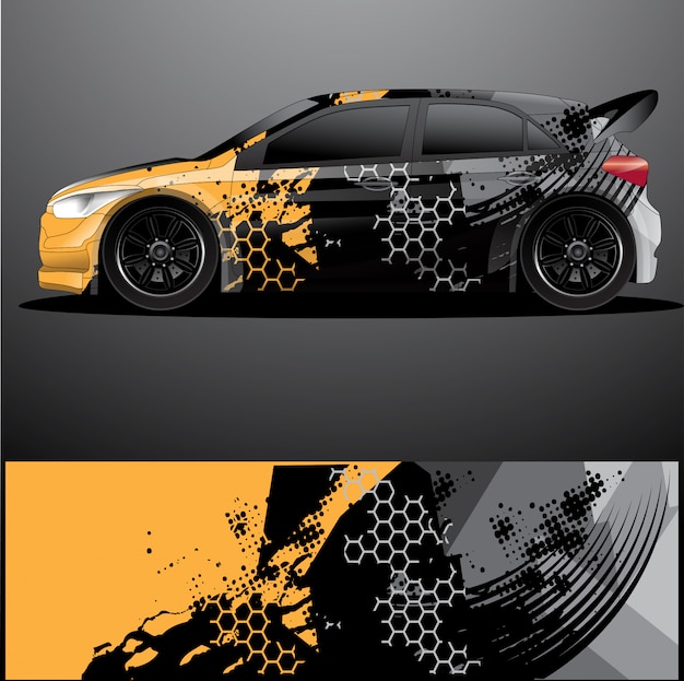 Vecteur autocollant graphique de voiture de rallye