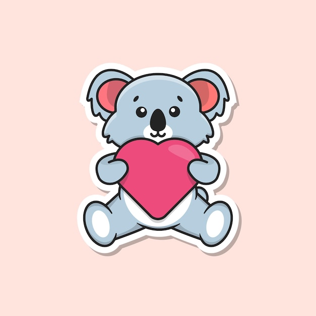 Autocollant Koala mignon avec coeur