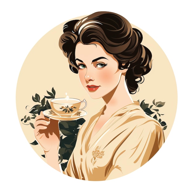 Autocollant Logo Vectoriel Lady Grey Tea Vecteur Fond Blanc