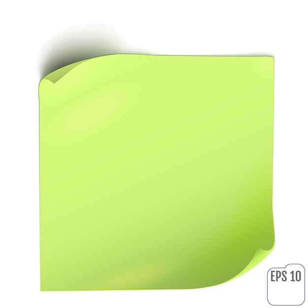 Autocollant de papier vert avec ombre. Bannière web vierge ou étiquette curl sur fond blanc. Note de poste blanche de vecteur pour la conception publicitaire.