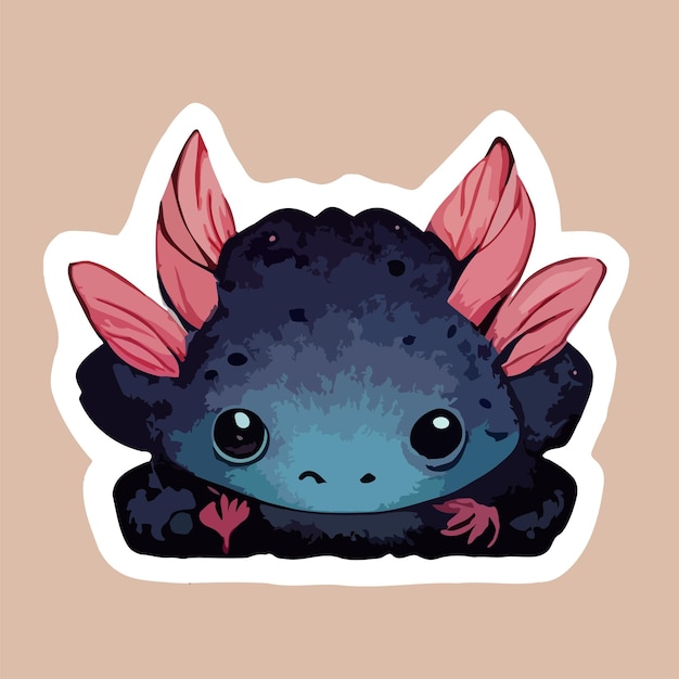 Vecteur autocollant de peinture aquarelle axolotl mignon, clipart illustration axolotl kawaii