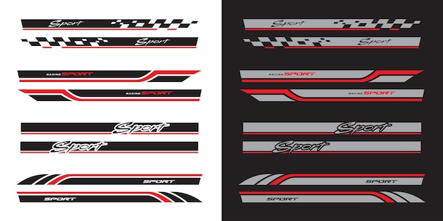 Autocollant de rayures vectorielles de carrosserie de voiture latérale Autocollant de vecteur de véhicule Bandes pour les deux parties