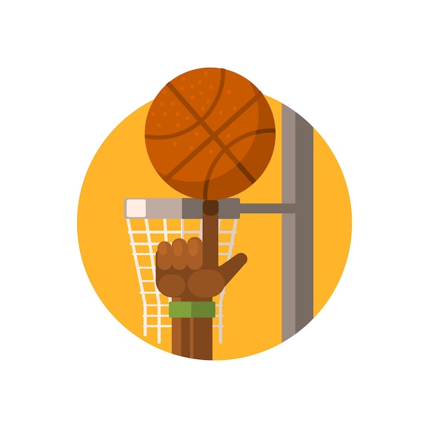 Vecteur autocollant rond de basket-ball dans la conception de vecteur plat coloré lumineux minimaliste isolé sur fond blanc