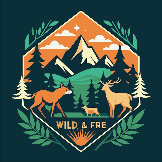 Autocollant de T-shirt de Wild and Free Channel votre aventurier intérieur avec un design mettant en vedette majestueux