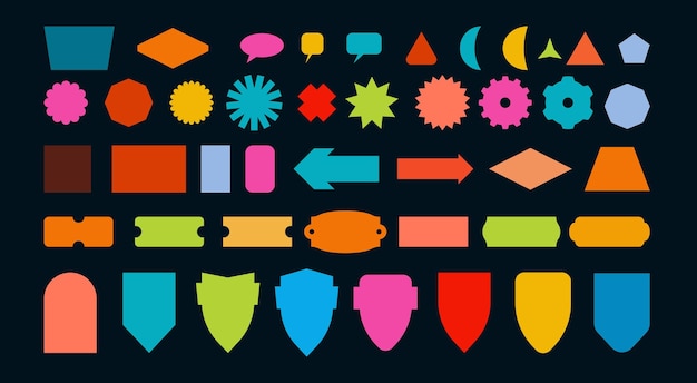 Autocollant de vecteur dans des formes géométriques Éléments de design à la mode Retro Patch Étiquette cool avec espace de copie pour le texte Pour la conception de messages dans les réseaux sociaux bullet magazines emballage impressions de marque