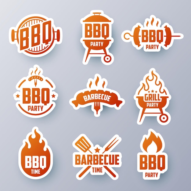Autocollants barbecue, étiquettes, emblèmes, logos