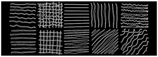 autocollants carrés blancs avec diverses textures à croix de crayon dessinées à la main