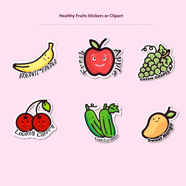 Autocollants ou clipart Fruits sains