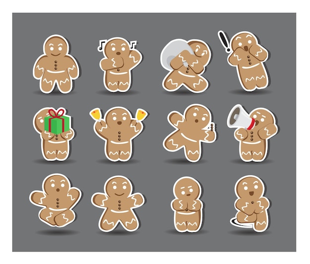 Autocollants Cookiesman Mignons Avec Douze Poses Alternatives