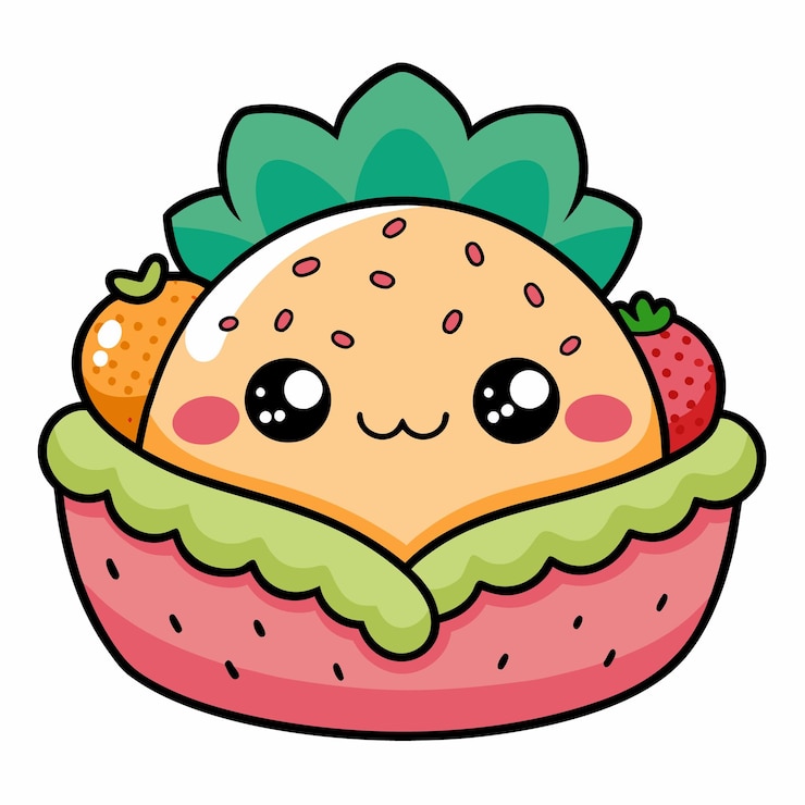Vecteur des autocollants de dessert kawaii des cupcakes et des friandises mignons