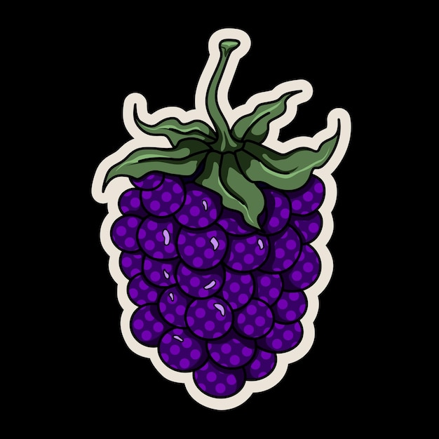 Vecteur autocollants de dessin animé de baies de mûres violet foncé, illustration vectorielle de dessin animé isolé blackberry swe