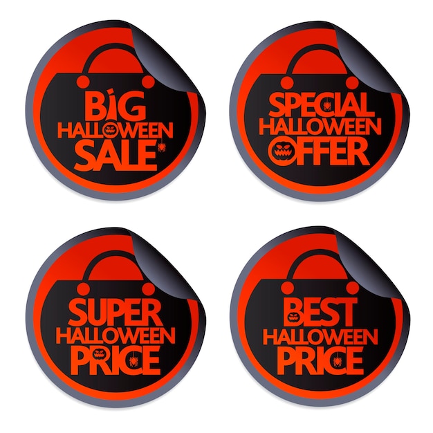 Vecteur autocollants de vente de set halloween avec emballage