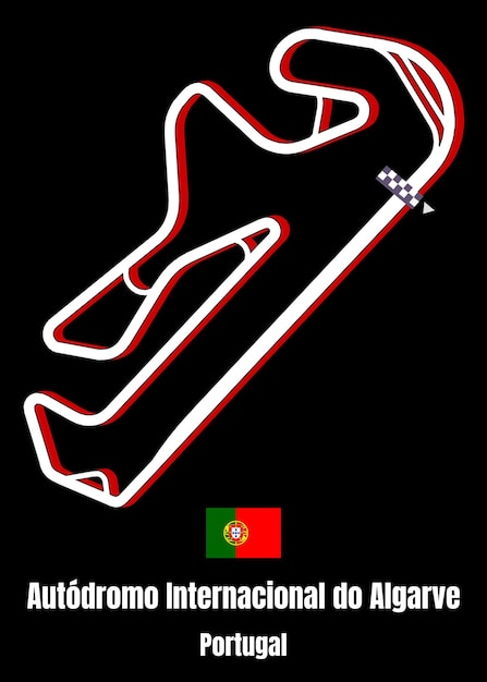 Vecteur autodromo internacional do algarve circuit international de l'algarve portugais affiche de la carte