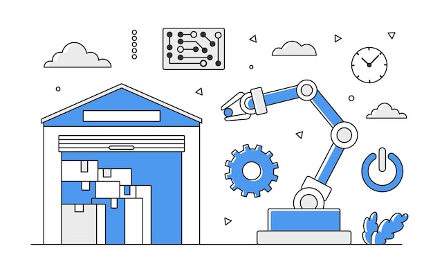 Vecteur automatisation des opérations et des processus de l'entrepôt