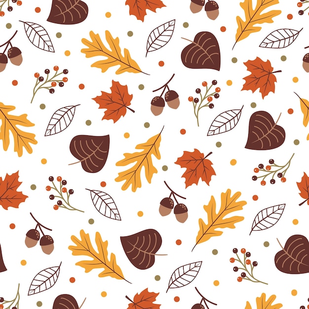 L'automne laisse un motif sans couture. Illustration vectorielle. Parfait pour le papier peint, le papier cadeau, les motifs de remplissage,