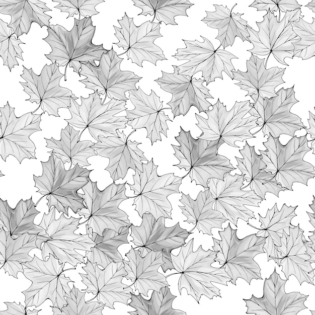 Automne Modèle Sans Couture Monochrome Avec Des Feuilles D'érable.