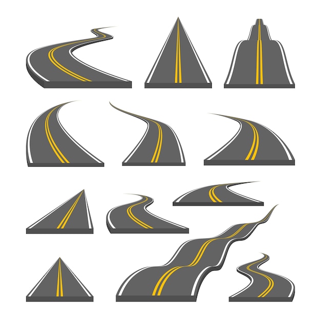 Autoroute courbe et directionnelle avec marquage