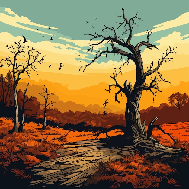 Vecteur autumn_dead_tree_vector