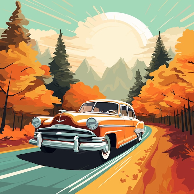 Vecteur autumn_holiday_drive_vector_illustré