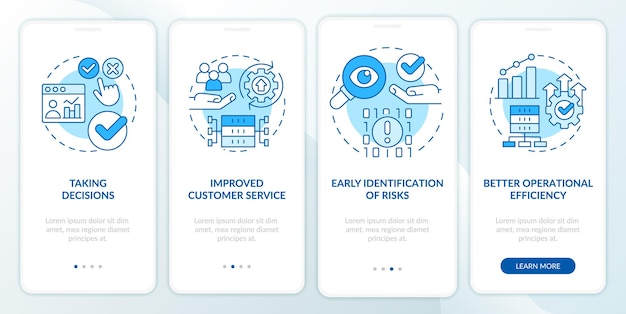 Avantages de l'écran d'application mobile d'intégration bleu de traitement de données volumineuses