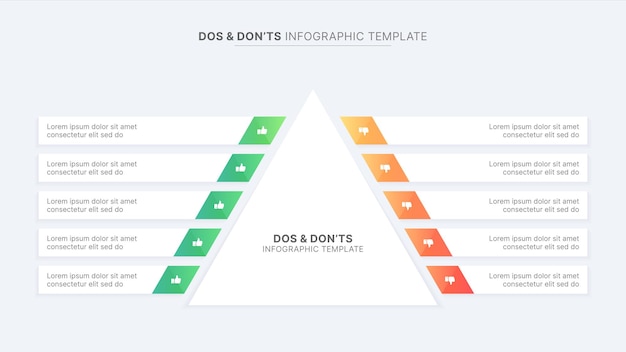 Vecteur les avantages et les inconvénients de la pyramide par rapport à la comparaison du modèle de conception infographique