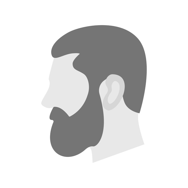 Avatar Barbu Portrait élégant Personnage Masculin Gris Avec Barbe De Profil Luxueux Pour Les Réseaux Sociaux Et Compte Vectoriel Personnel