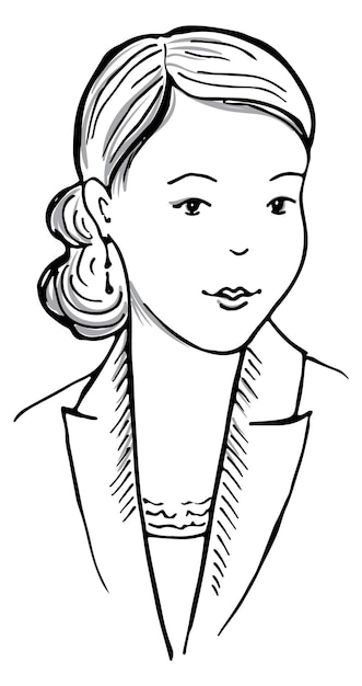 Vecteur avatar de femme d'affaires portrait féminin dessiné à la main
