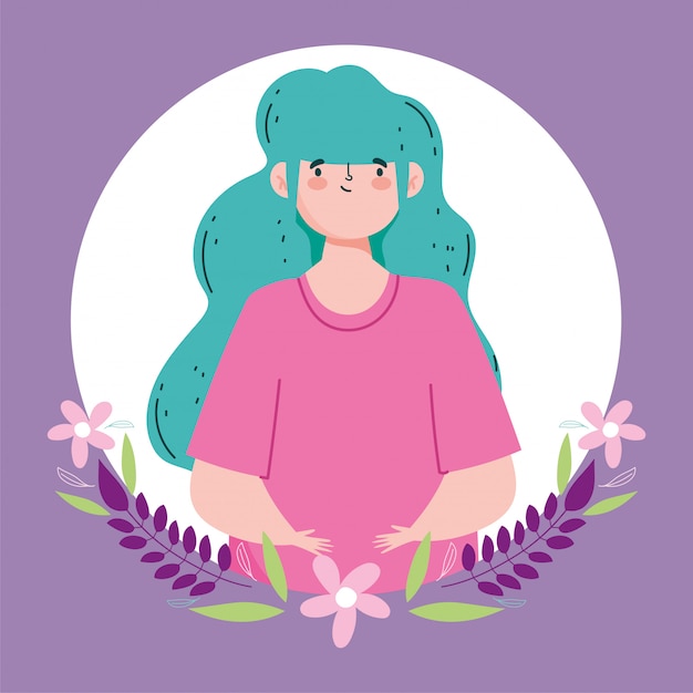 Avatar femme avec conception de cheveux aigue-marine