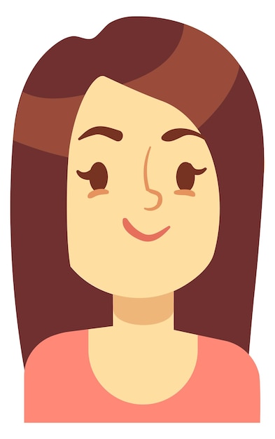 Vecteur avatar de femme souriante portrait de personnage féminin de dessin animé