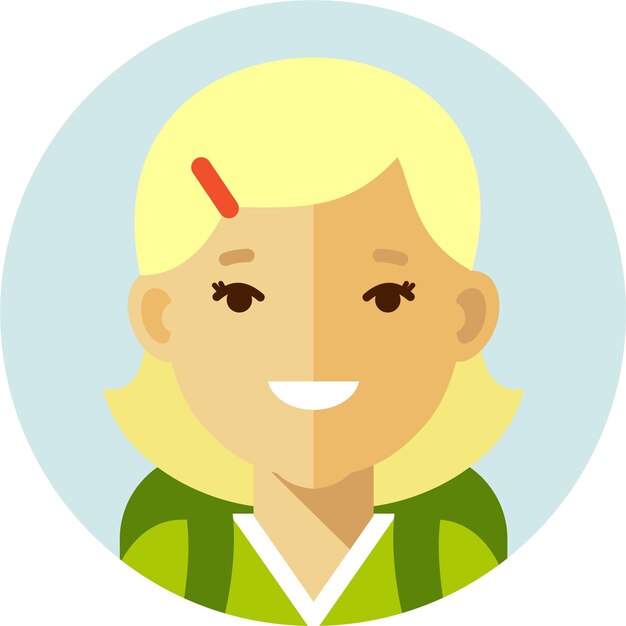 Vecteur avatar portrait of elementary student blonde girl in flat style