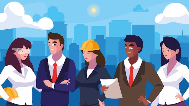 Avatars ensemble de travailleurs professionnels