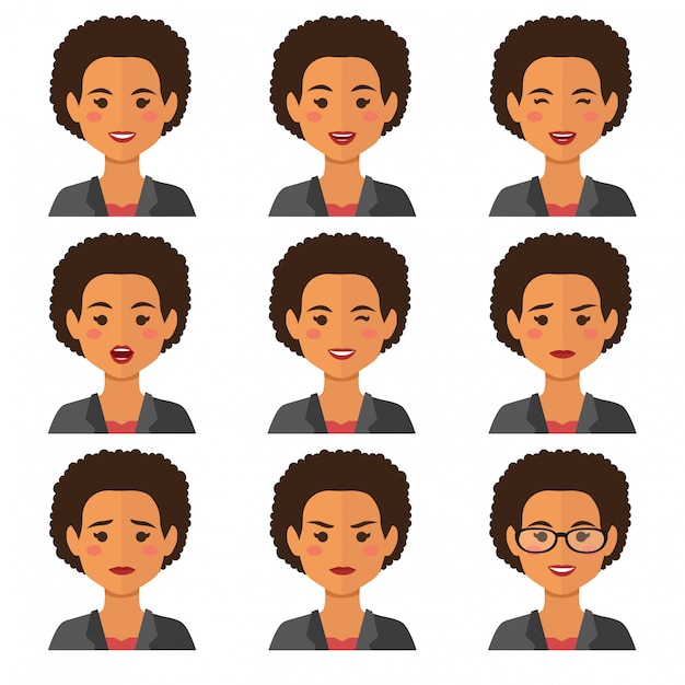 Vecteur avatars de la femme d'affaires