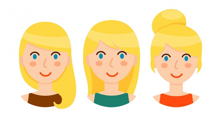 Vecteur avatars de femmes blondes avec différentes coiffures