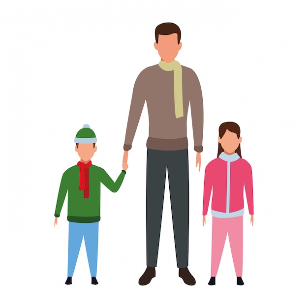 Vecteur avatars homme avec enfants