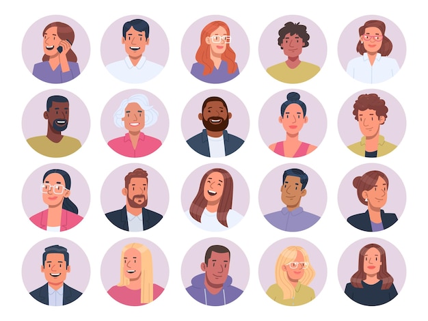 Avatars d'hommes d'affaires femmes employés de bureau Définir l'arrière-plan des cercles d'affaires _ai_generated