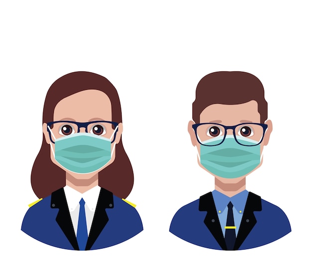 Vecteur avatars avec masque médical