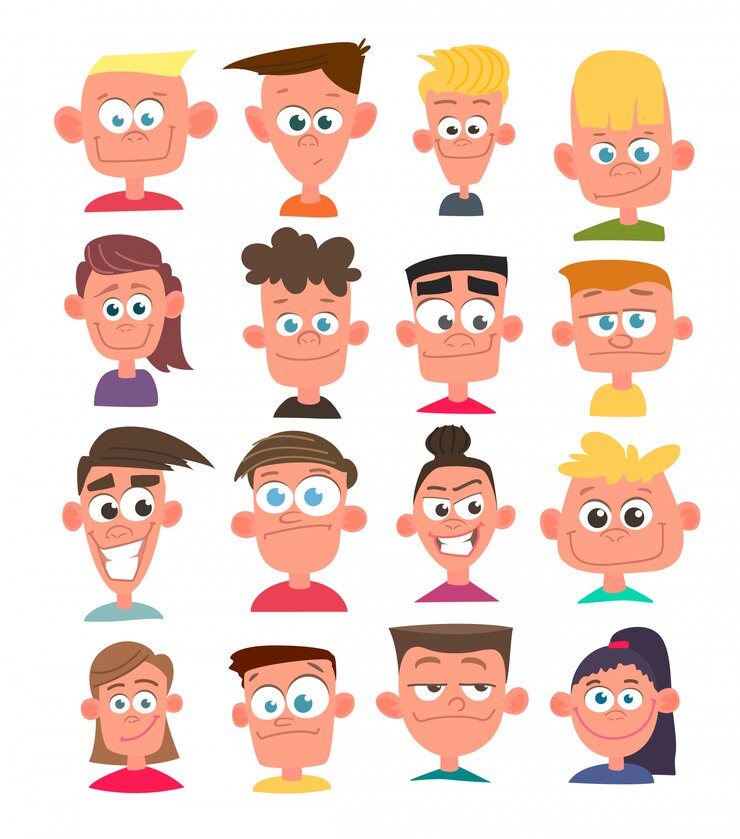 Vecteur avatars de personnages en style cartoon.