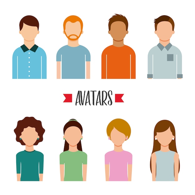 Avatars Personnes Homme Et Femme Portrait